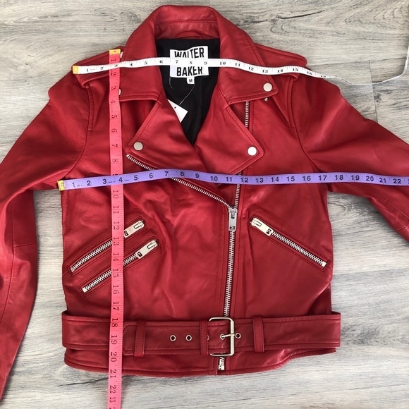 Walter Baker Allison Leather Moto Red Jacket - Picture 10 of 11